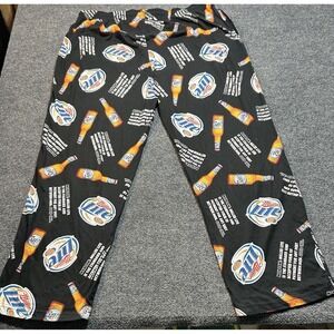 2007 Miller Lite Pants XL Cotton Black Pajama Sleep Lounge Y2K Beer Bottle
